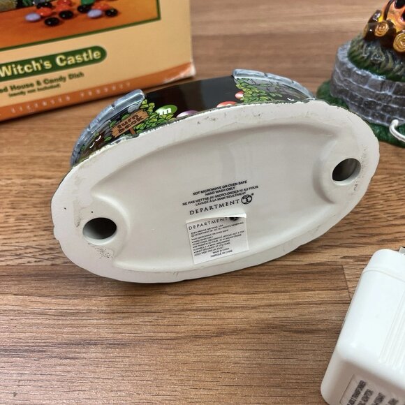 Dept 56 Halloween Flying Witch's Castle Light-up Animated Candy Dish M&Ms in Box - Picture 6 of 13